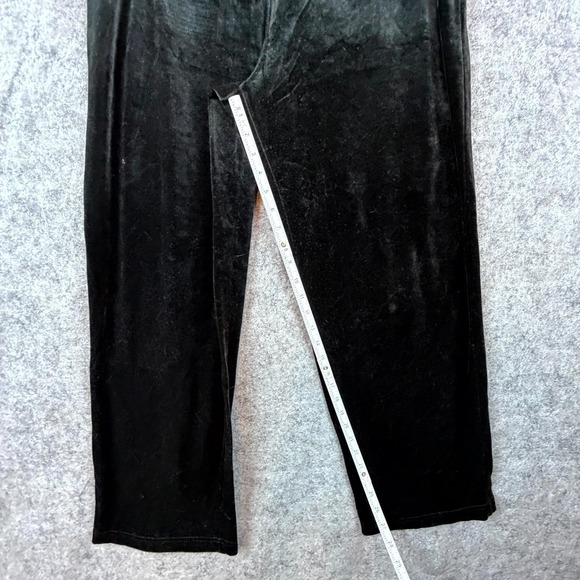 Amanda Smith Velvet Pants Womens Medium Black Stretch Wide Leg Elastic Waist - Picture 3 of 5